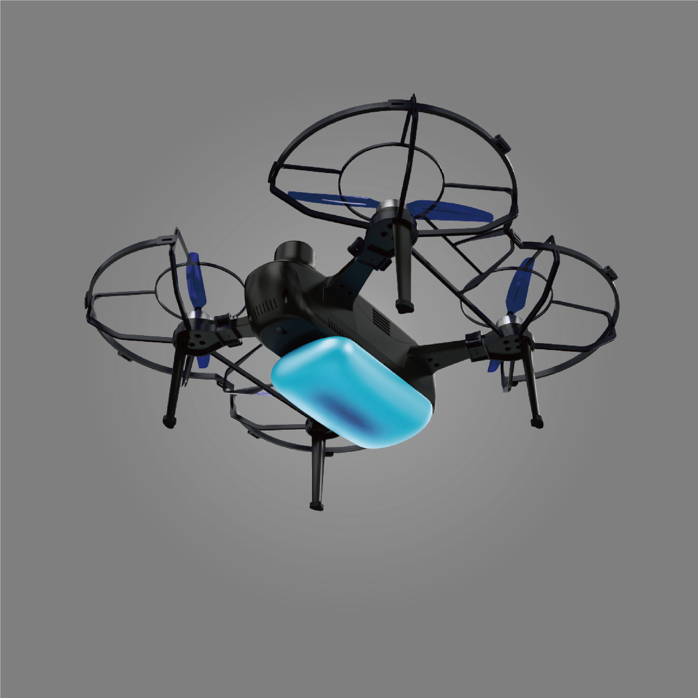 Black Agile Bee III quadcopter with propeller guards and a blue light module