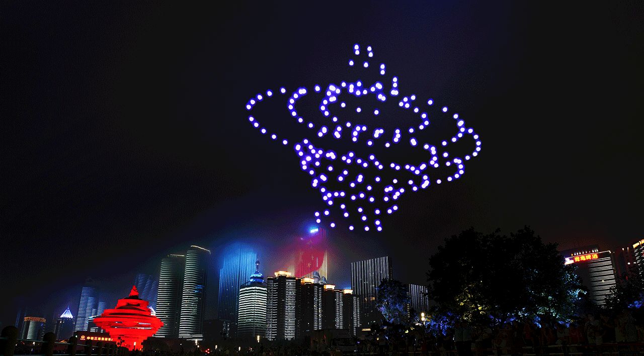 Drone light show still: Qingdao Ocean International Music Season