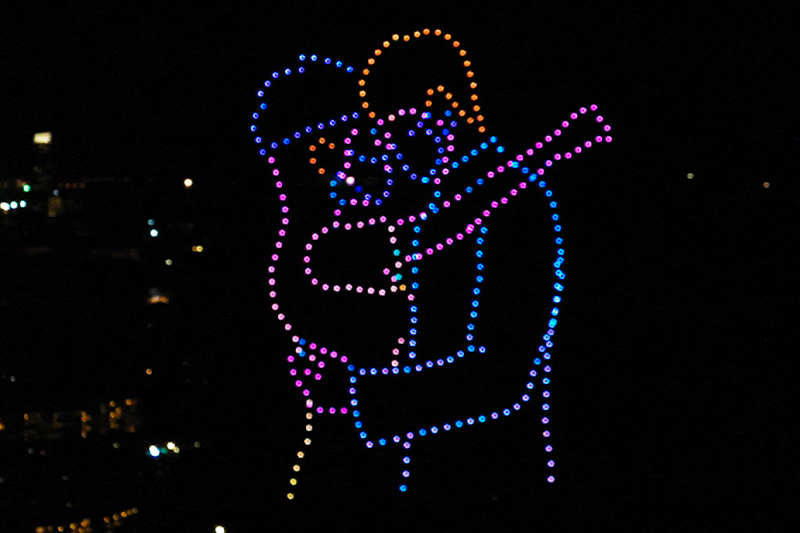 Drone light show still: Group wedding for anti-epidemic heroes