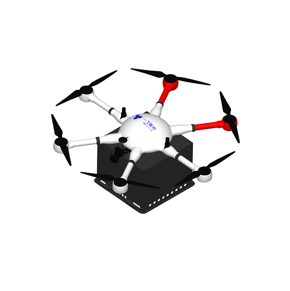 White Unilark D6 six-rotor logistics UAV with a cargo box beneath the airframe